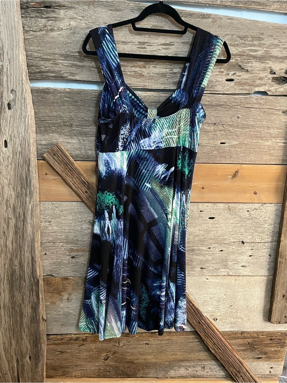 Sleeveless Abstract Print A-Line Y2K Style Dress size Large